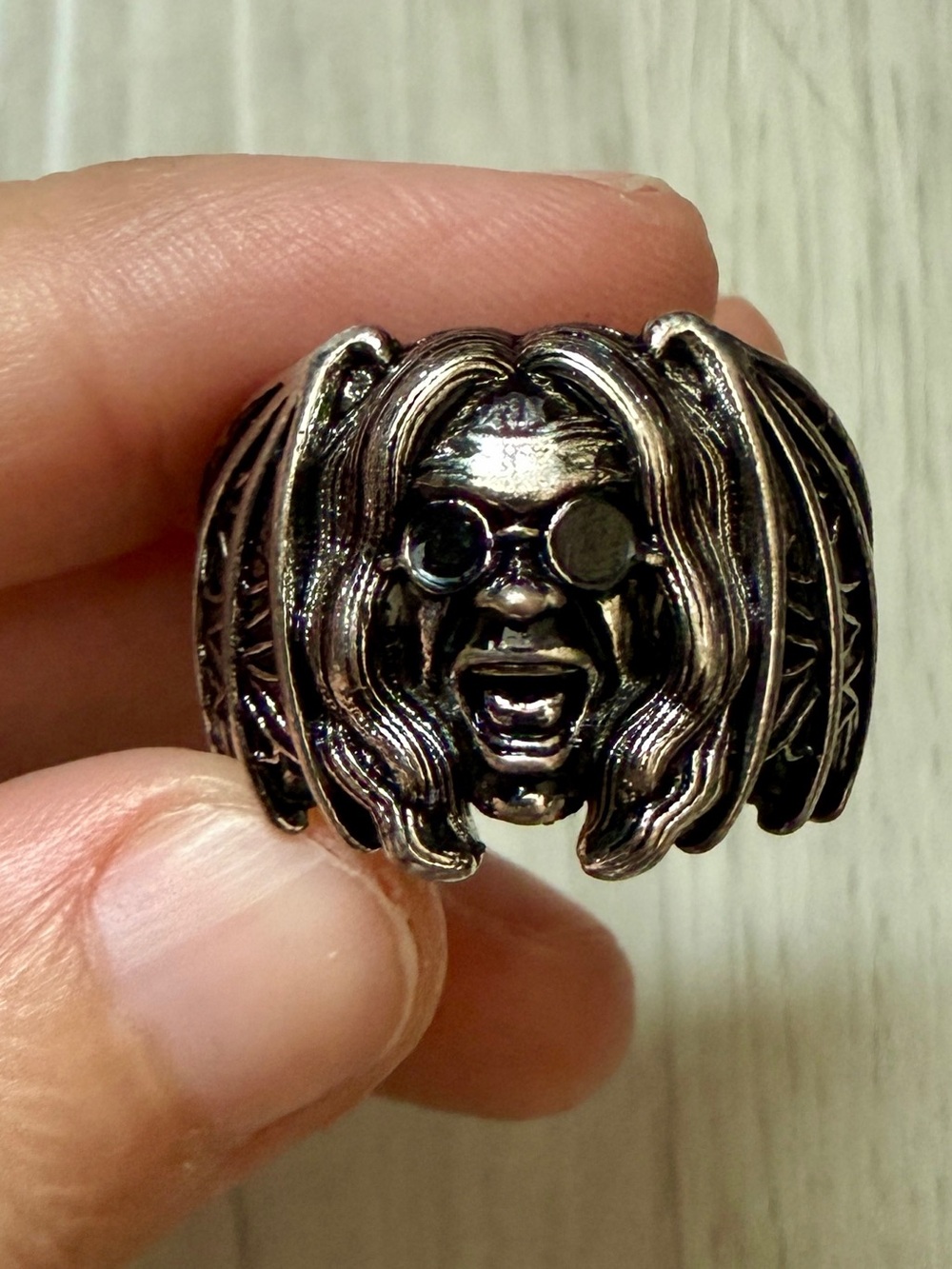New OZZY OSBORNE MEN SILVER COLORED RING Sz 7 ROCK Metal Prince Of Darkness